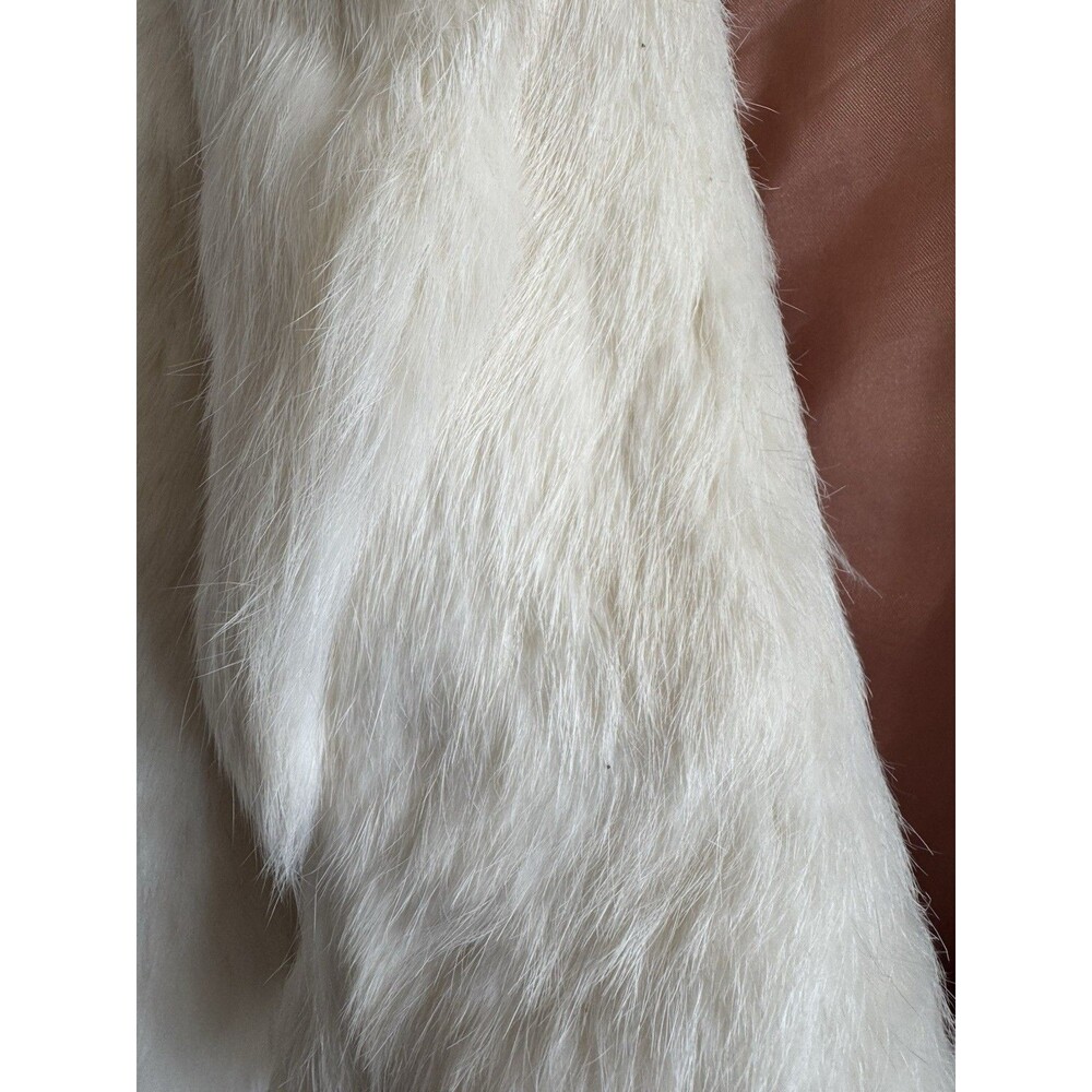 VTG Kamal Furs NWT Fluffy White Rabbit Fur Jacket Satin Lined Pockets Size L - Picture 5 of 13